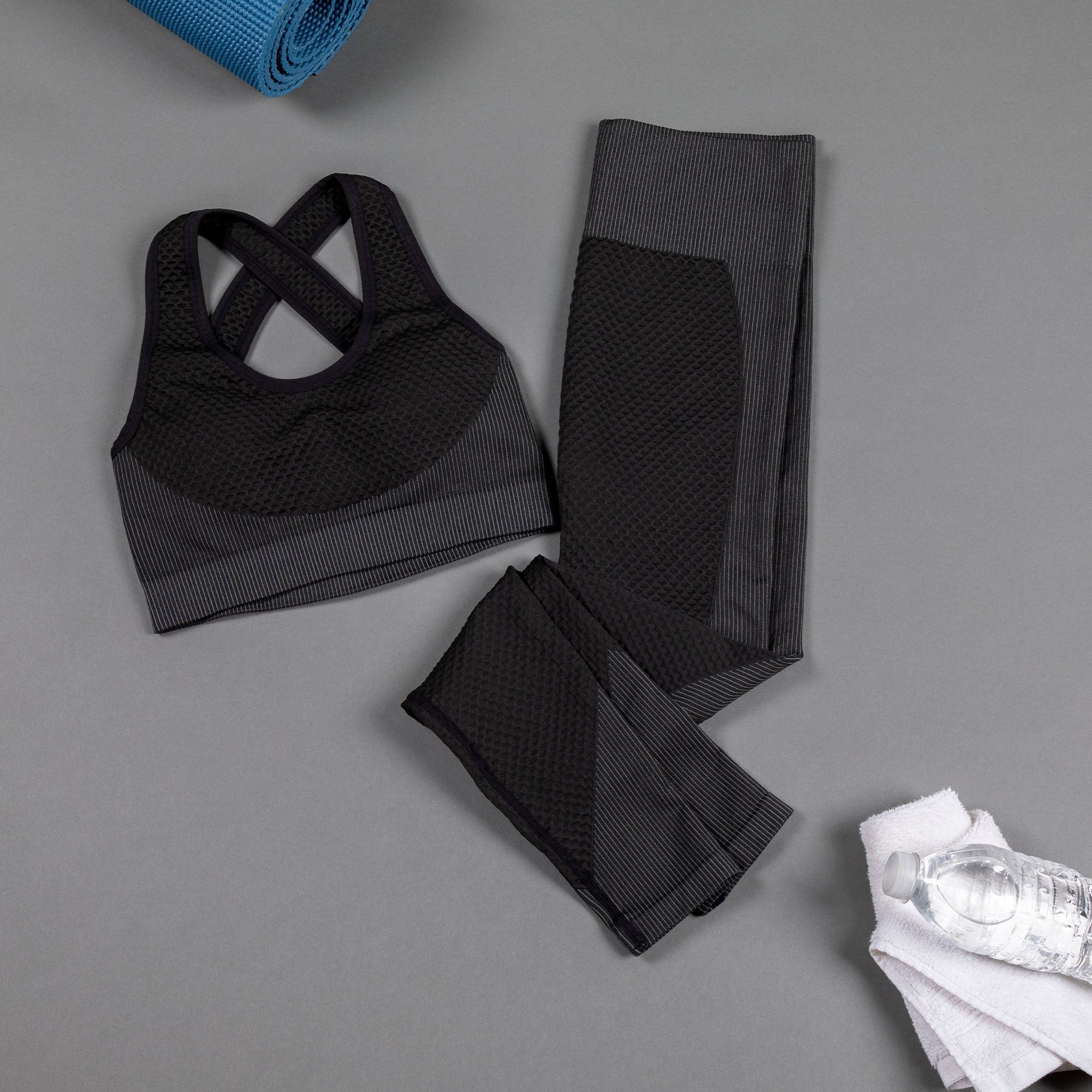 Textured Leggings Sports Bra Set for Women Activewear