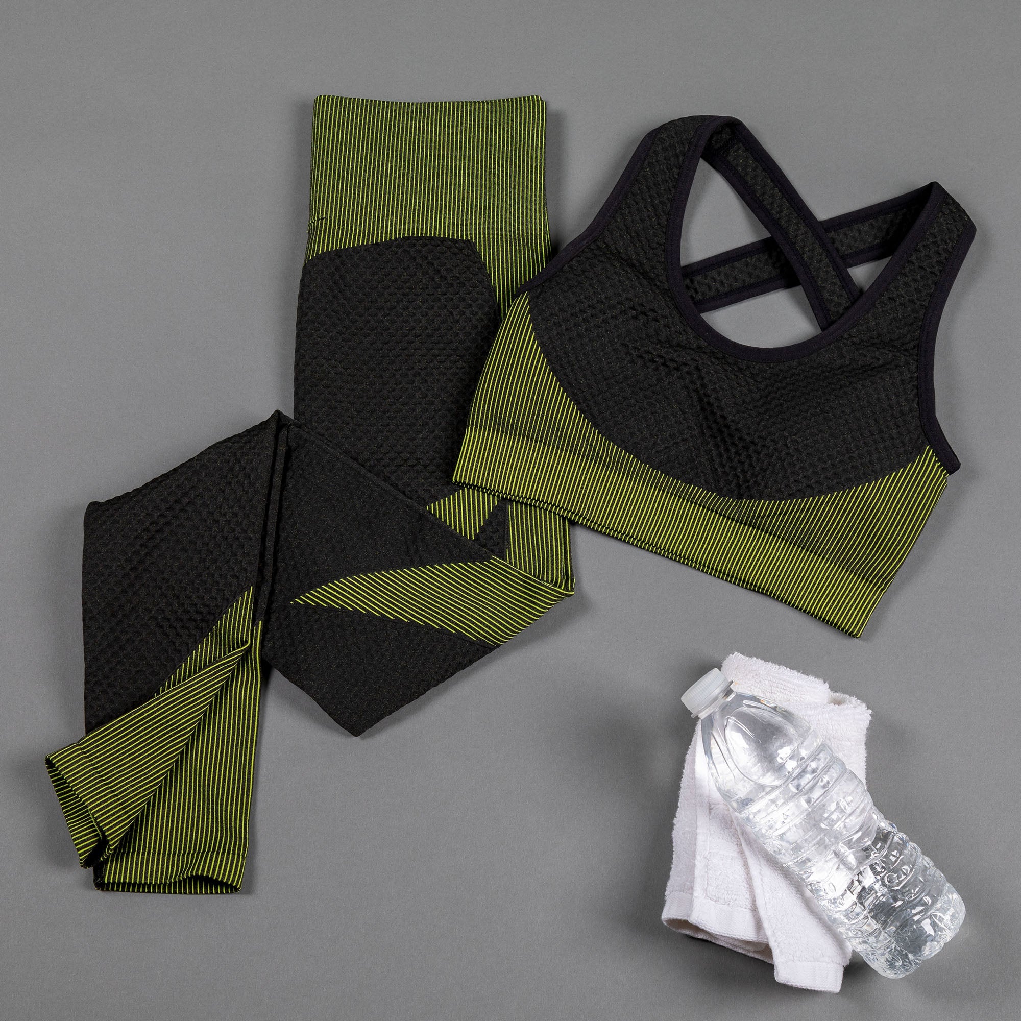 Textured Leggings Sports Bra Set for Women Activewear