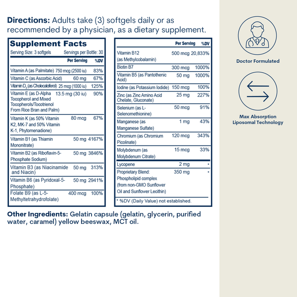 Liposomal Active B Complex Multivitamin with Minerals Softgels