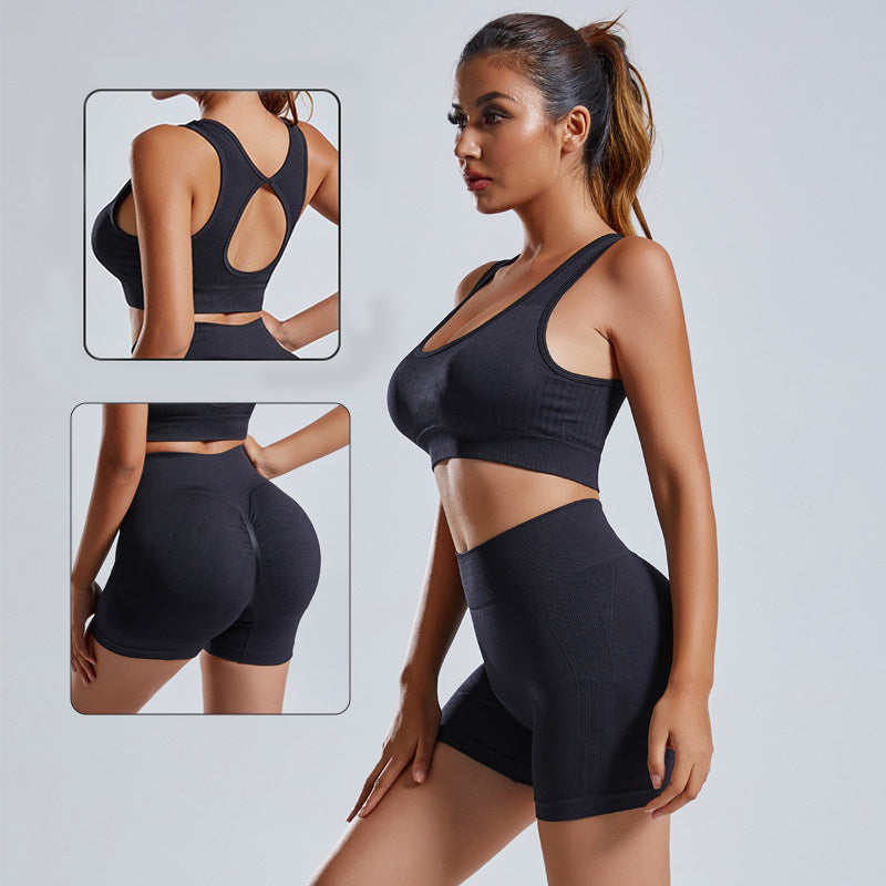 Women’s Seamless Yoga Set Vest Shorts High Waist
