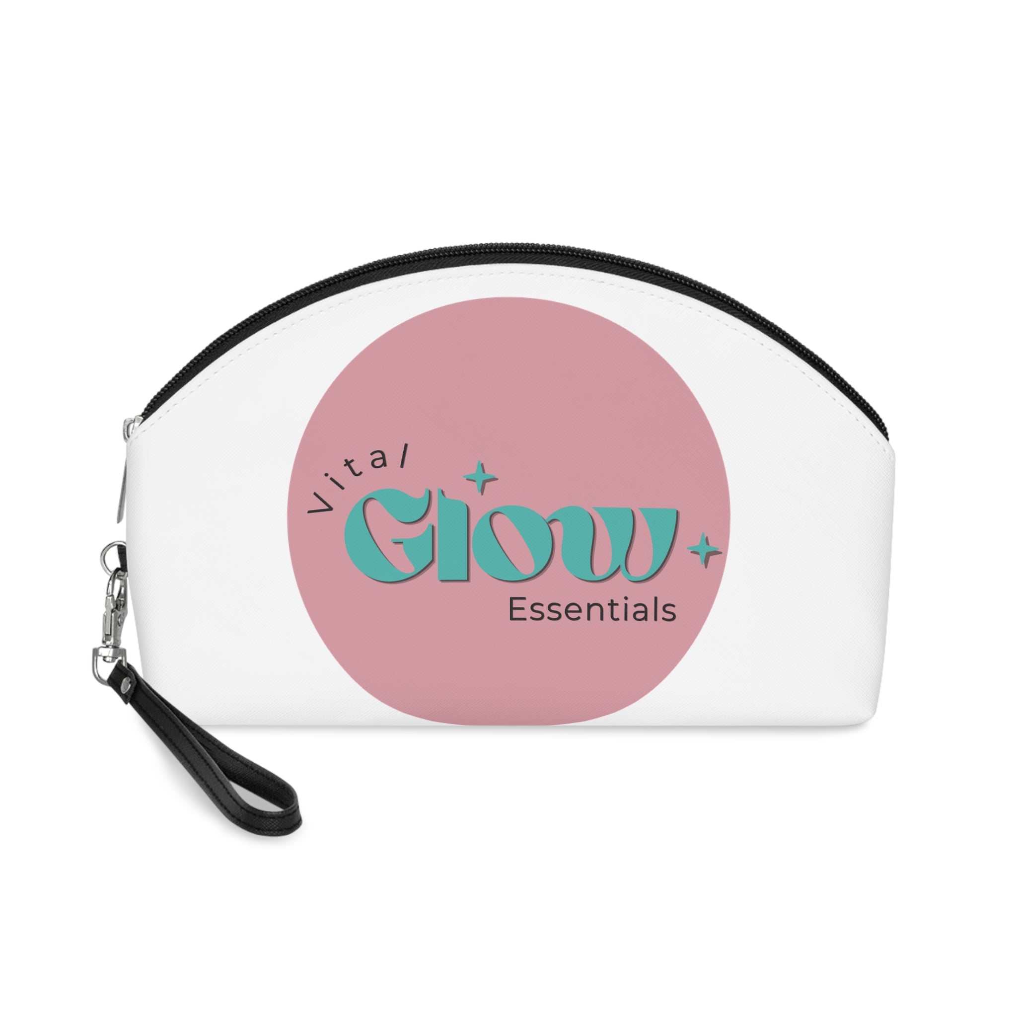 Vital Glow Essentials Makeup Bag — Pink Logo Cosmetic Pouch