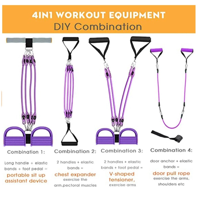 Multifunction Pedal Exerciser Resistance Band Fitness Training Equipment