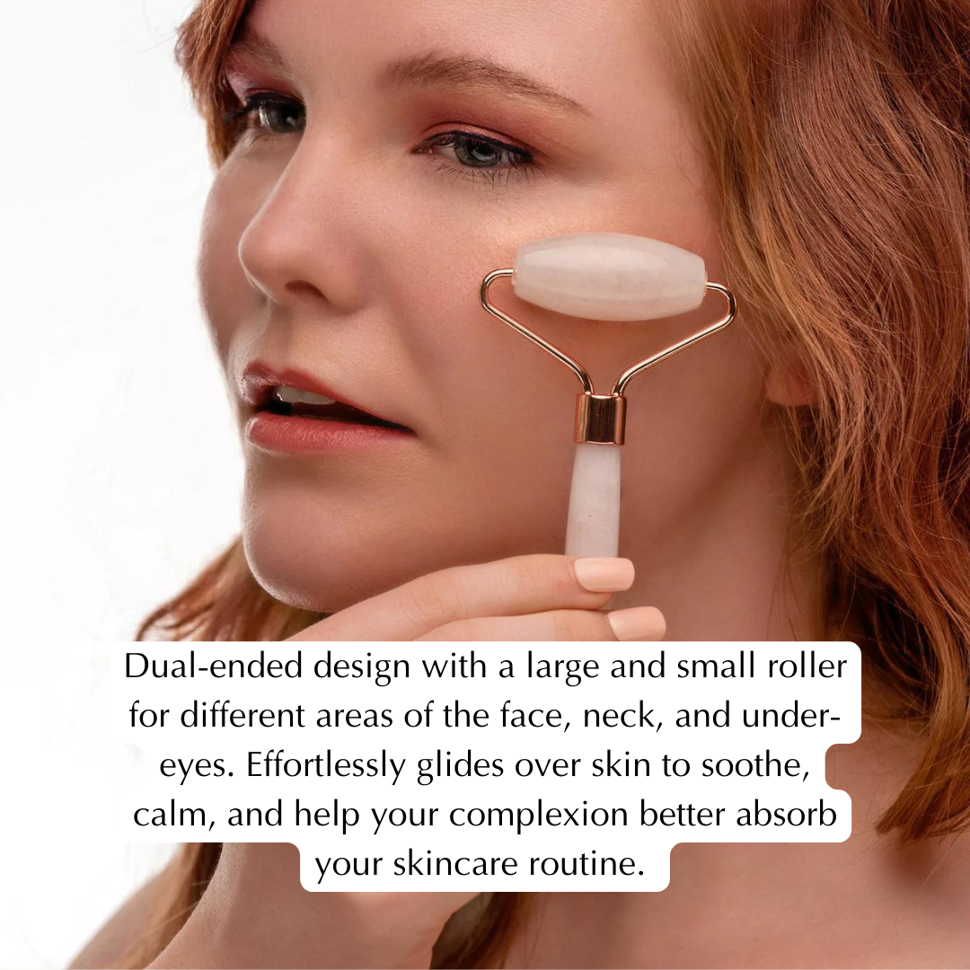 Rose Quartz Dual Ended Facial Roller Beauty Tool