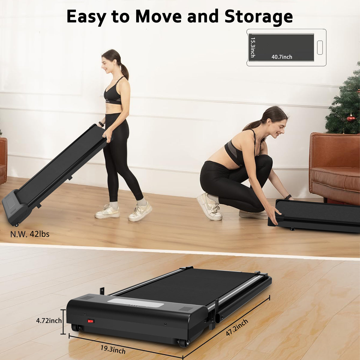2-in-1 Portable Treadmill Walking Mat with LED Display