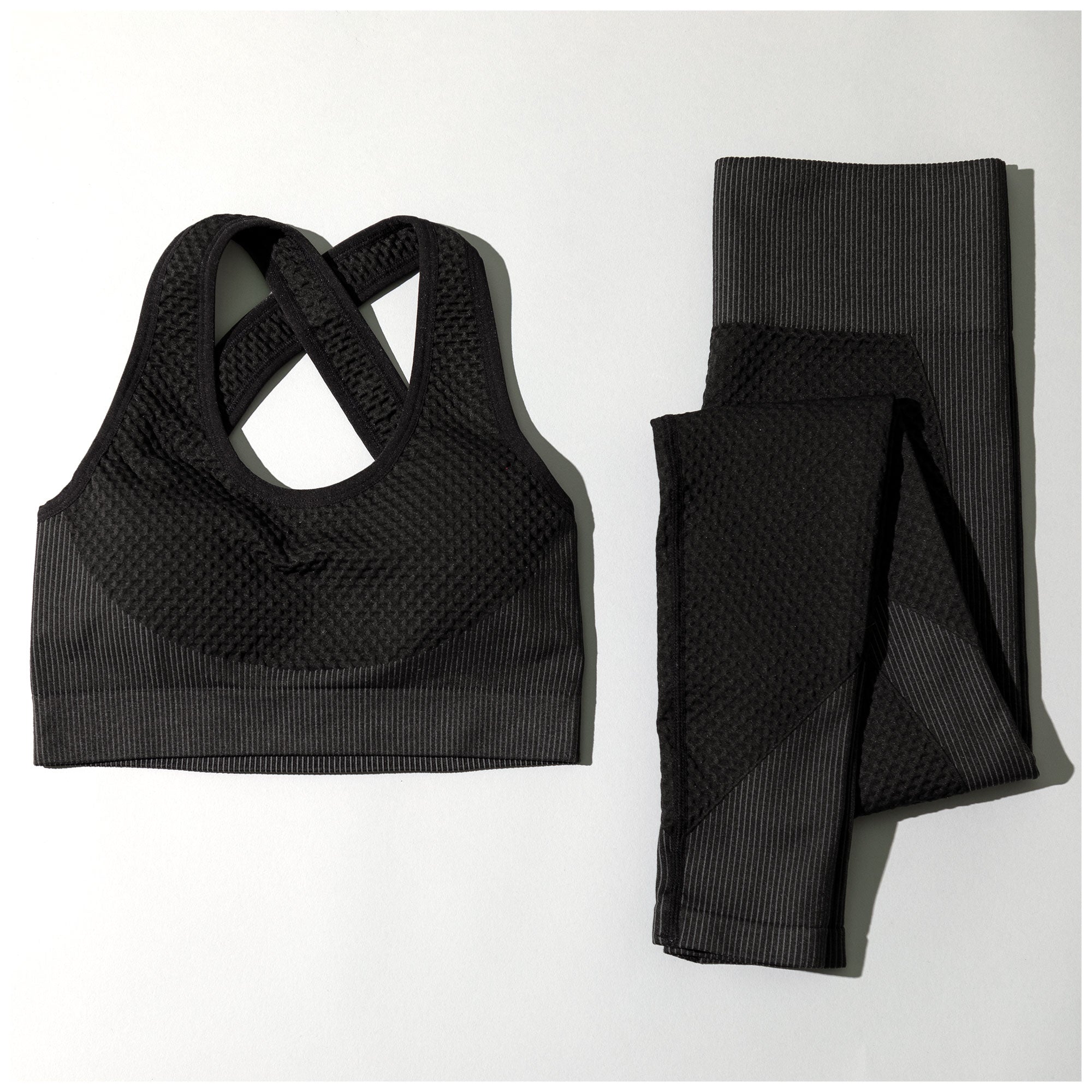 Textured Leggings Sports Bra Set for Women Activewear