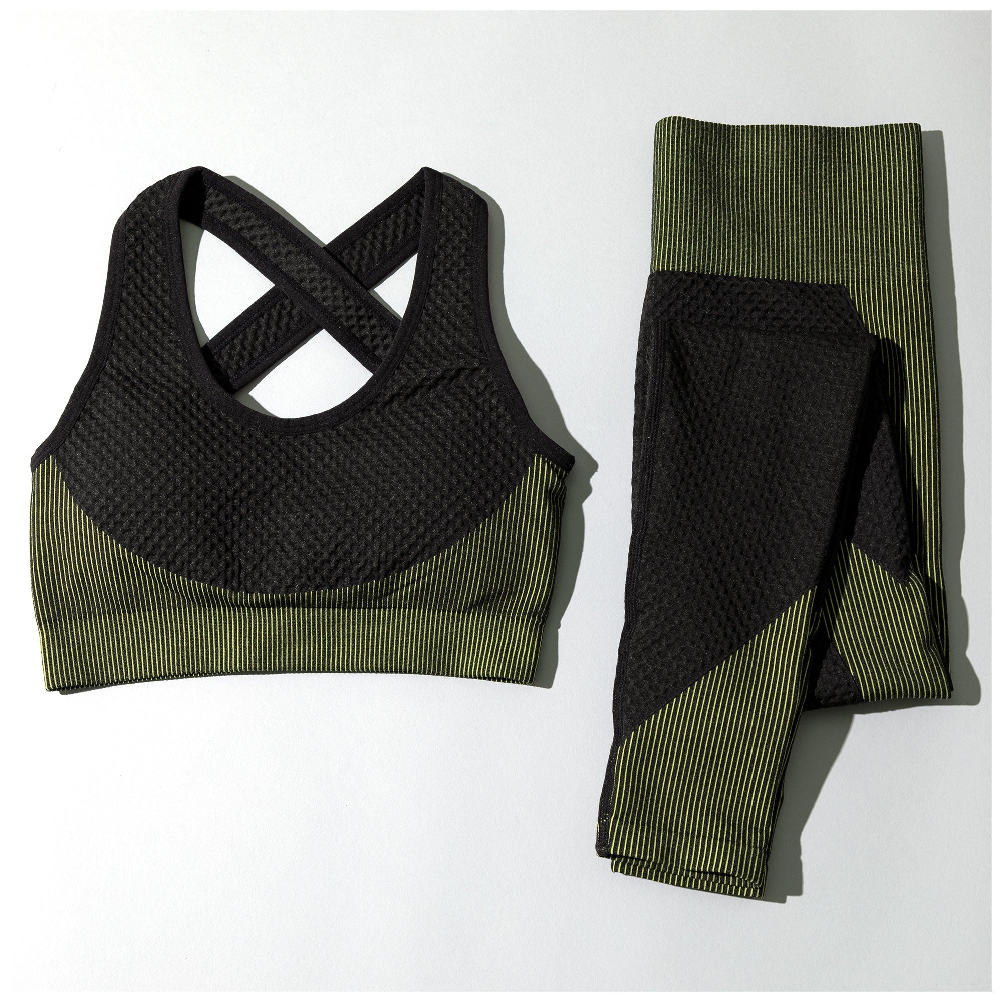 Textured Leggings Sports Bra Set for Women Activewear