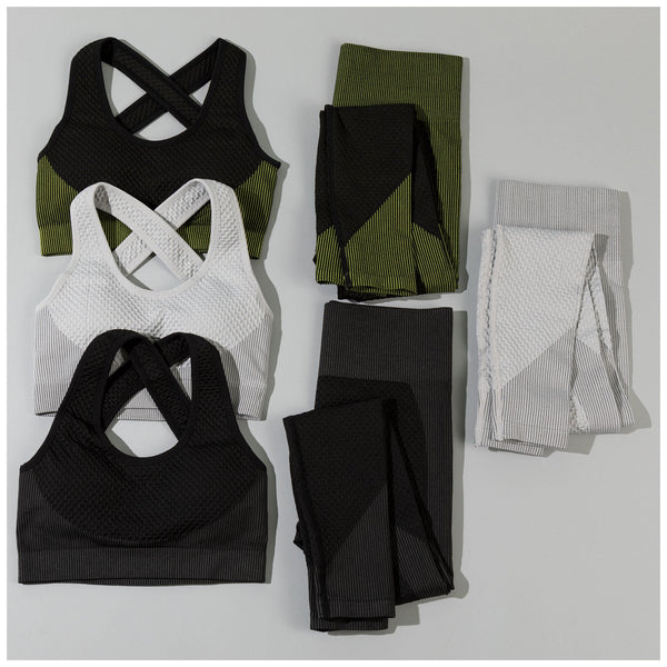 Textured Leggings Sports Bra Set for Women Activewear