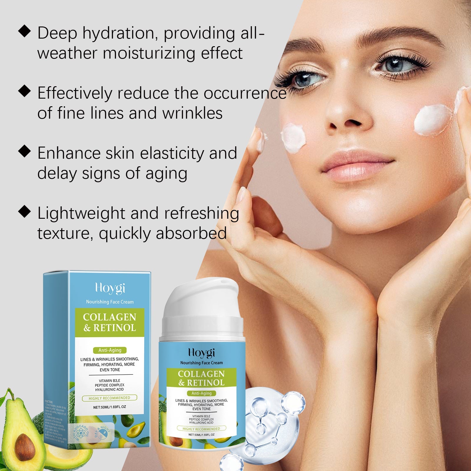 Collagen Facial Moisturizer Hydrating Cream for Fine Lines