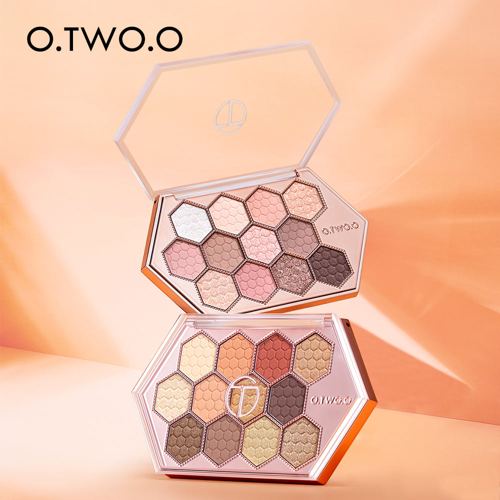 12 Color Honeycomb Diamond Eyeshadow Palette Natural Highlights