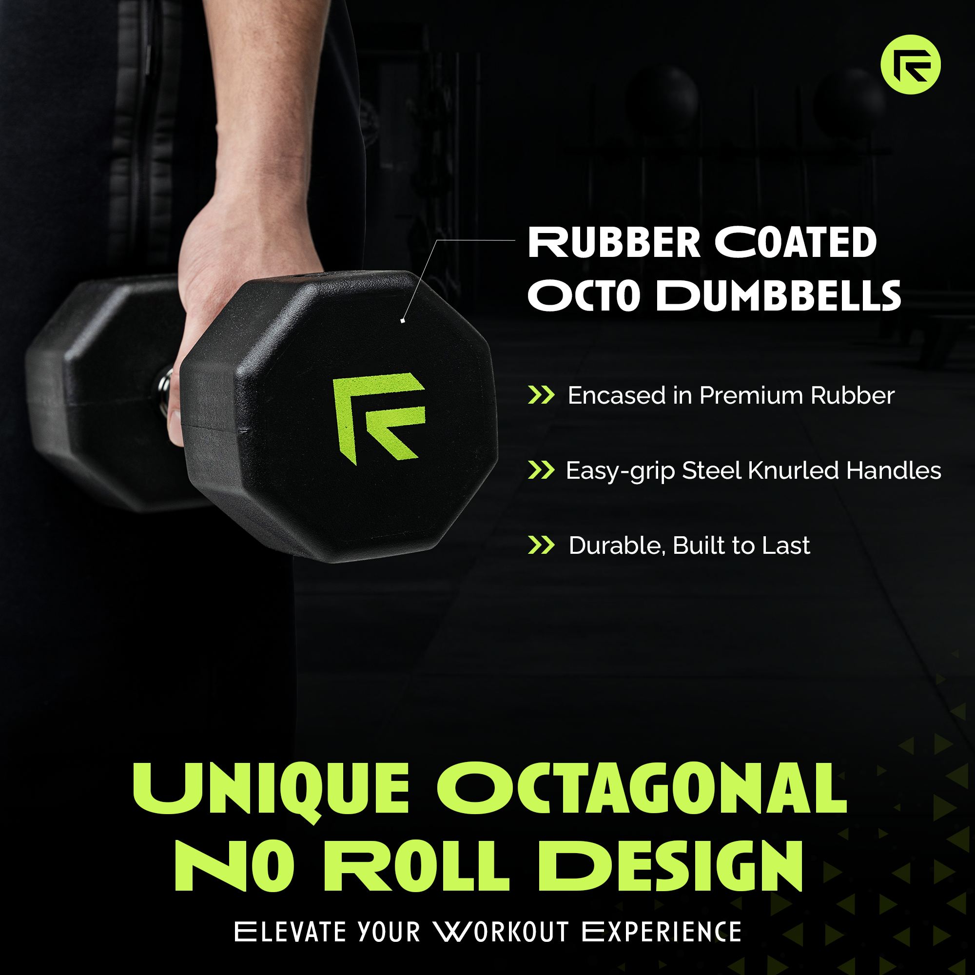 Octo Rubber Dumbbell for Strength Training Workouts