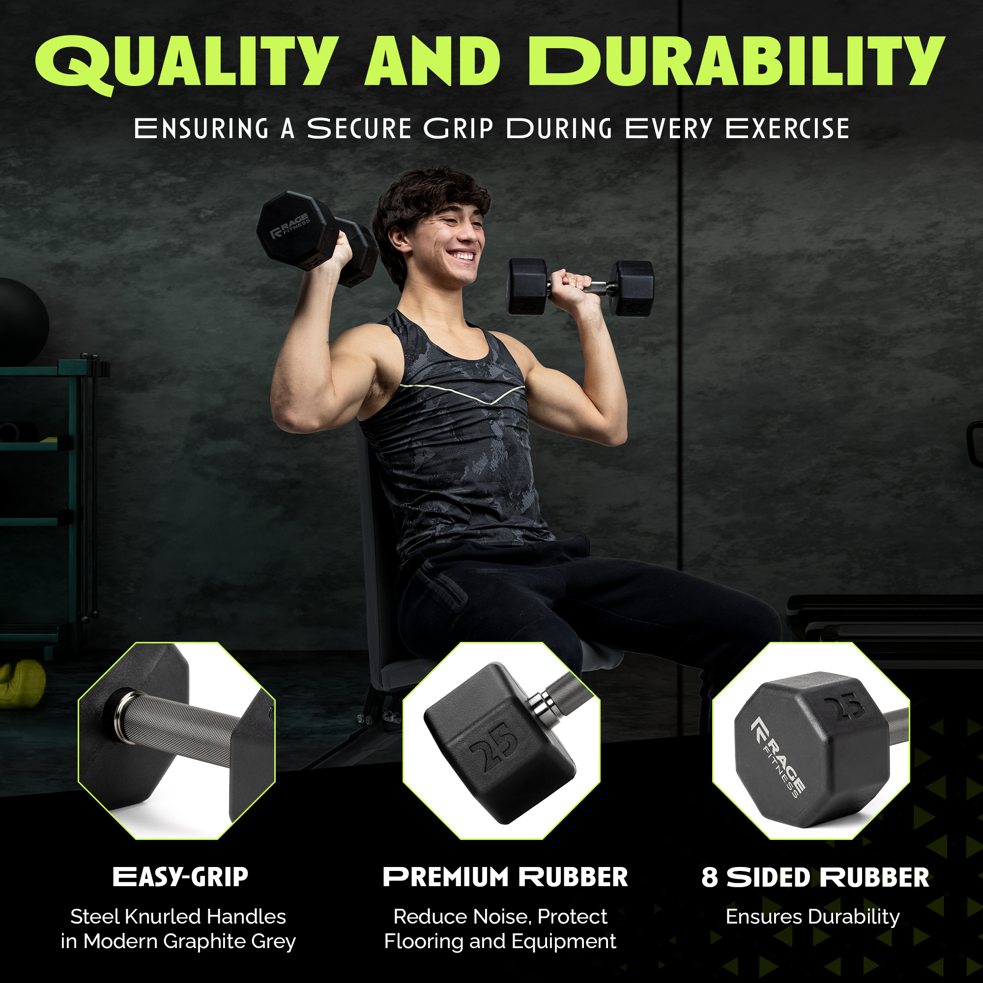 Octo Rubber Dumbbell for Strength Training Workouts
