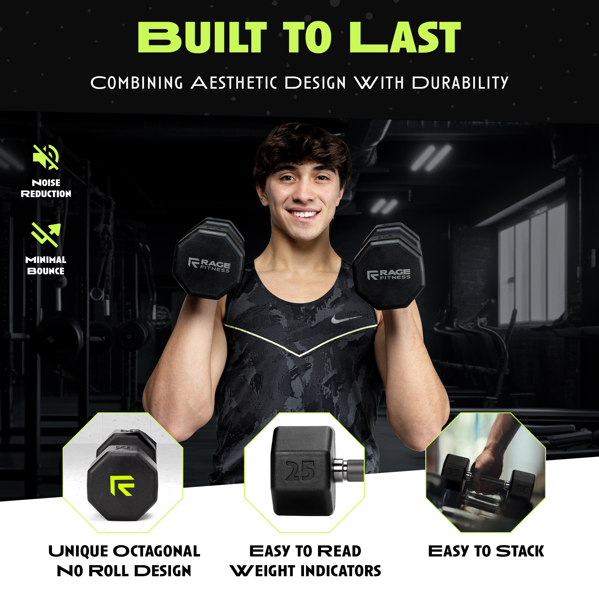 Octo Rubber Dumbbell for Strength Training Workouts