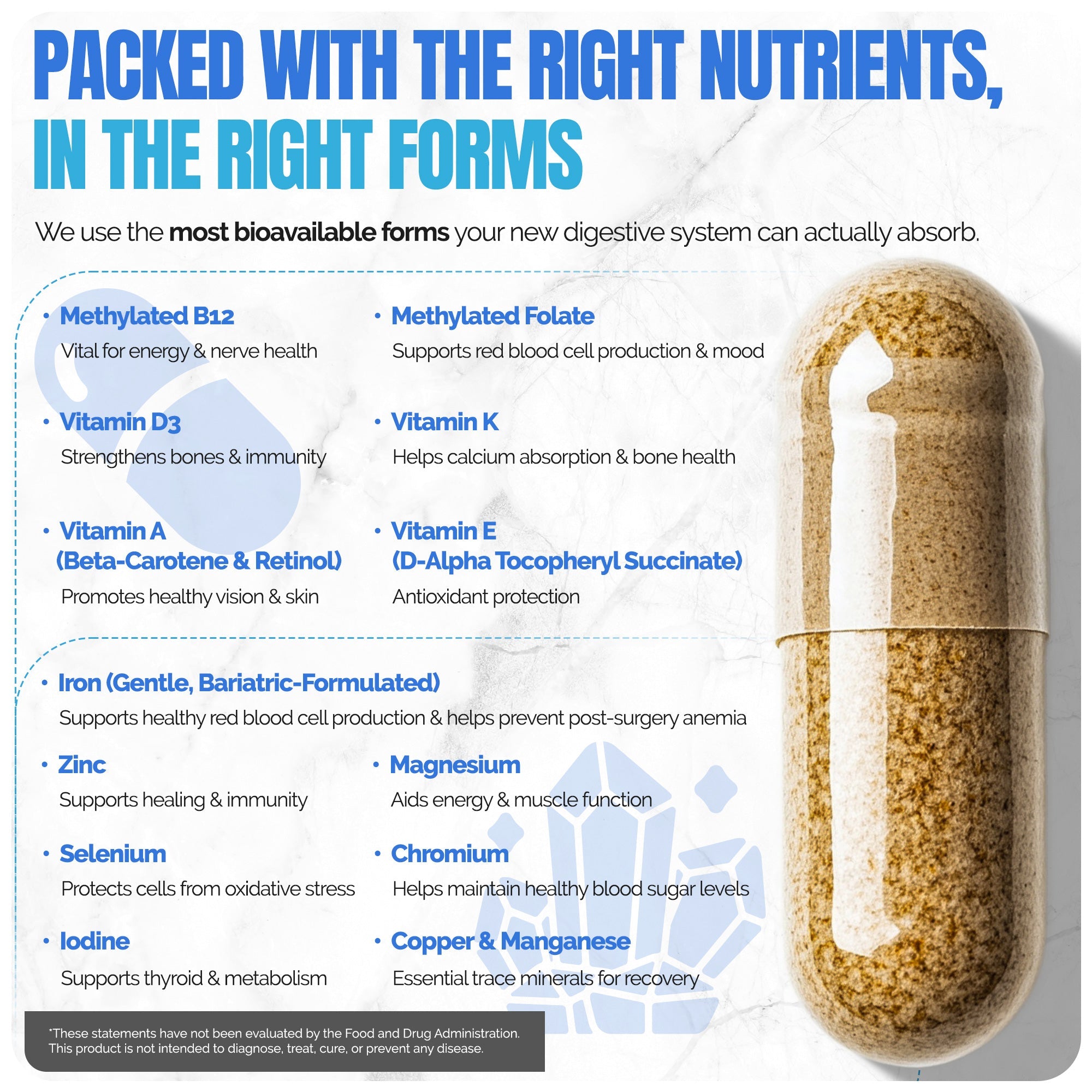 Methylated Bariatric Multivitamin with Iron Daily Capsule