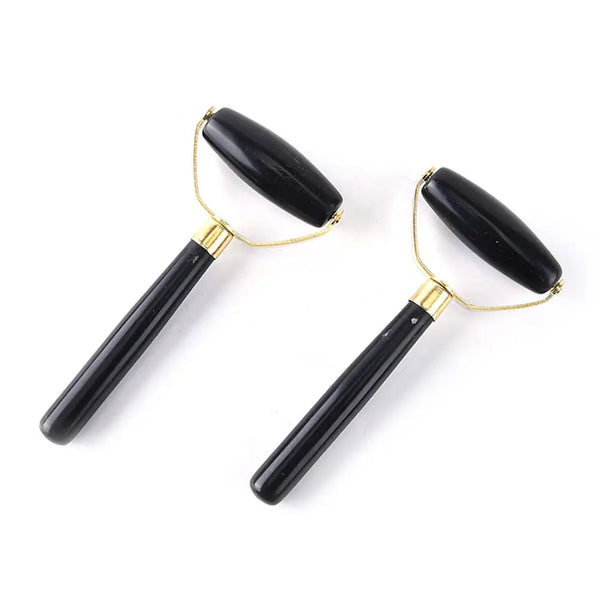 Natural Obsidian Quartz Face Massage Roller Beauty Tool