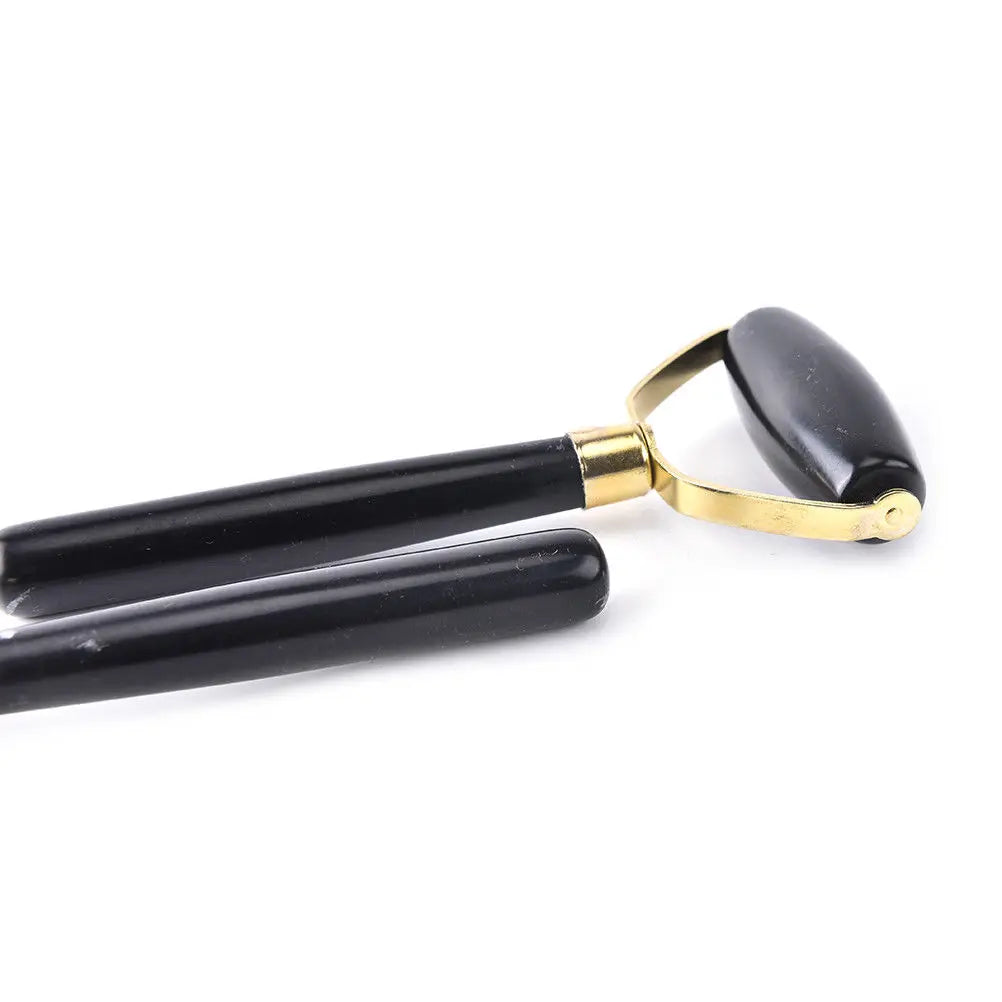 Natural Obsidian Quartz Face Massage Roller Beauty Tool