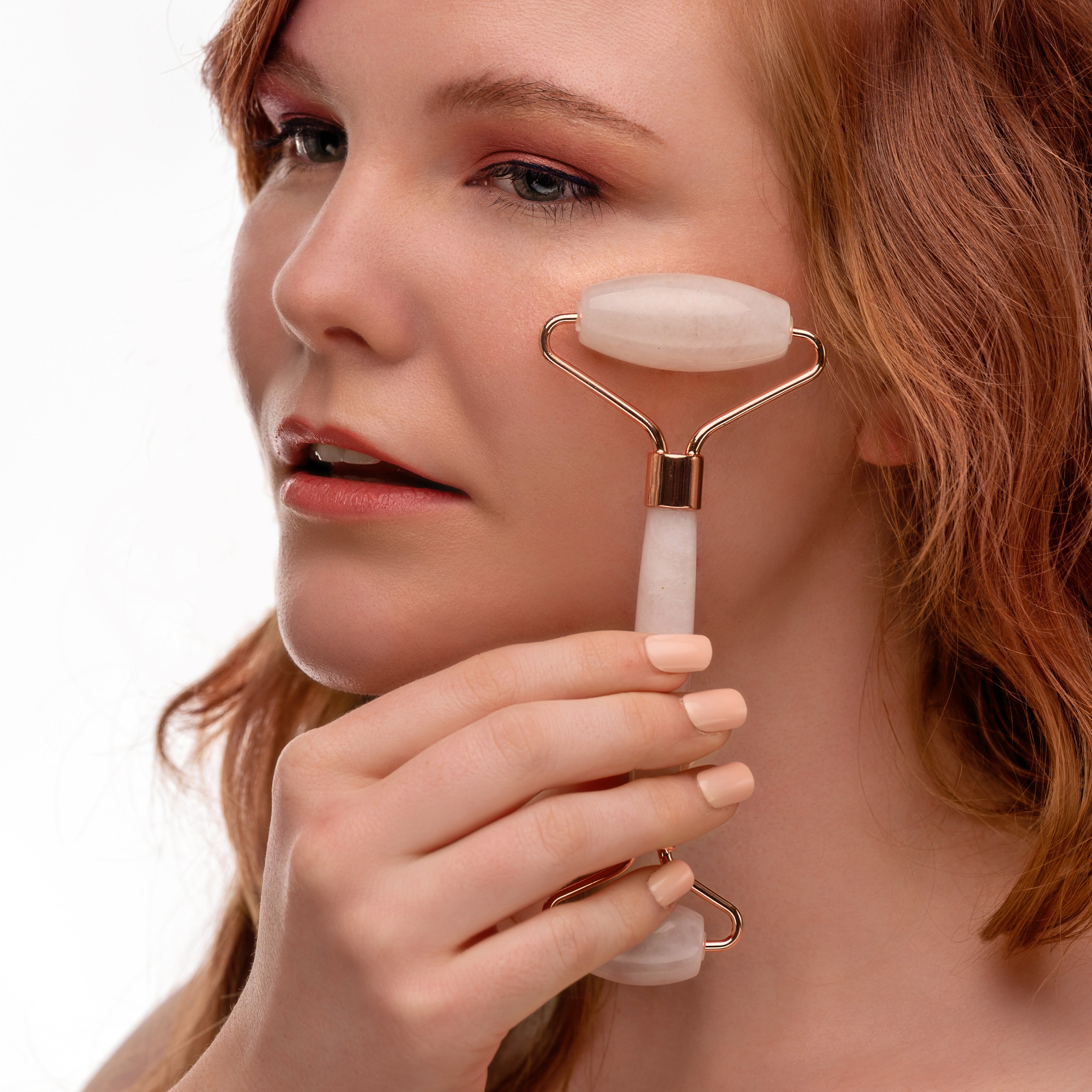 Rose Quartz Dual Ended Facial Roller Beauty Tool