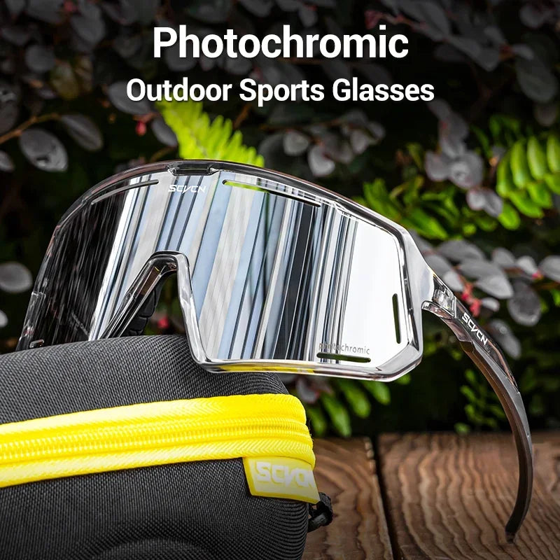 SCVCN Photochromic Cycling Glasses TR90 Frame for Men Women UV400 Outdoor Sports Sunglasses Cycling MTB Driving Running Glasses