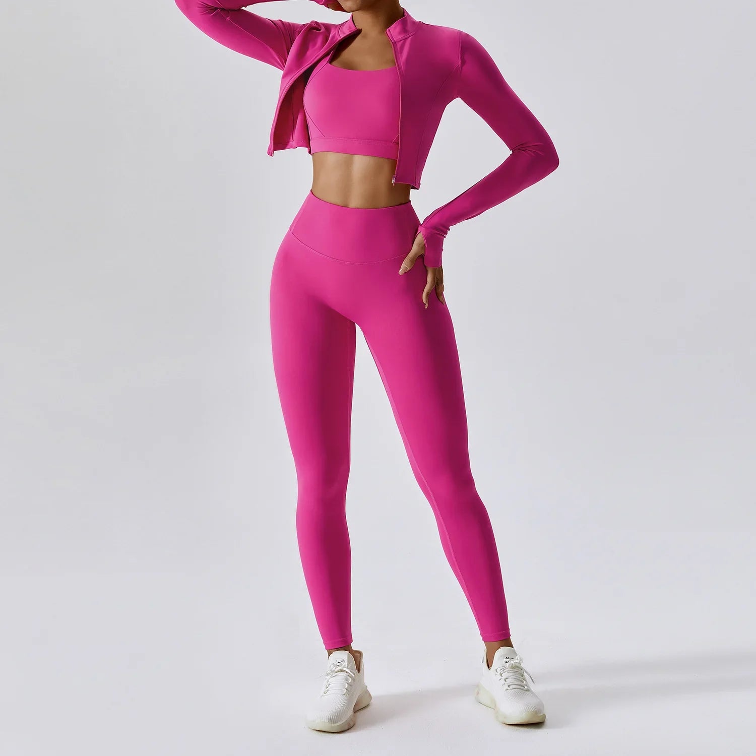 3-Piece Women Activewear Set Sports Bra Leggings Top