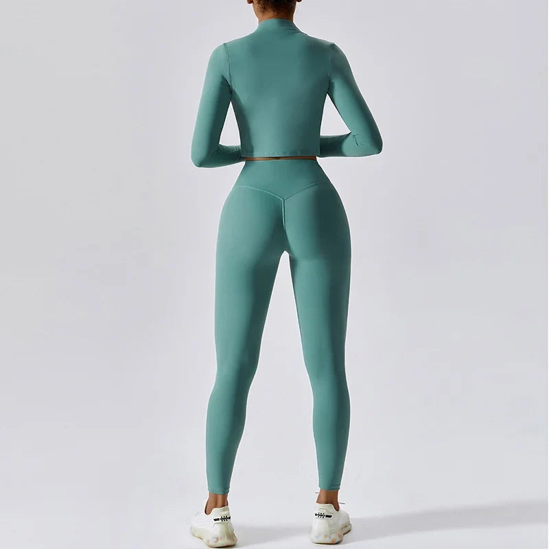 3-Piece Women Activewear Set Sports Bra Leggings Top