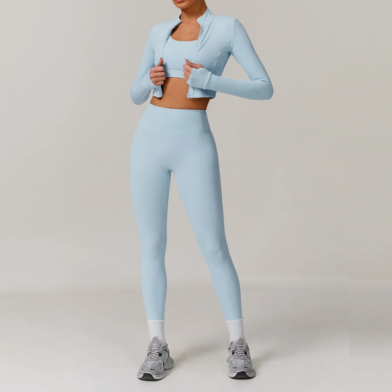 3-Piece Women Activewear Set Sports Bra Leggings Top
