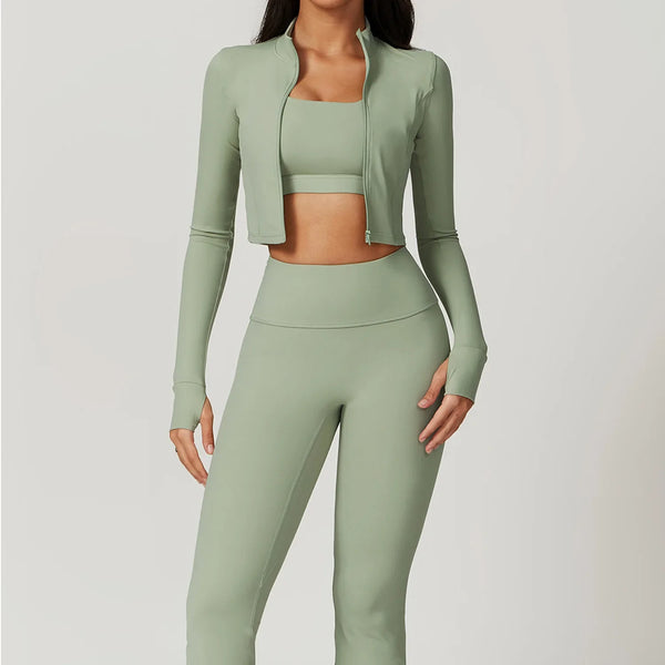 3-Piece Women Activewear Set Sports Bra Leggings Top