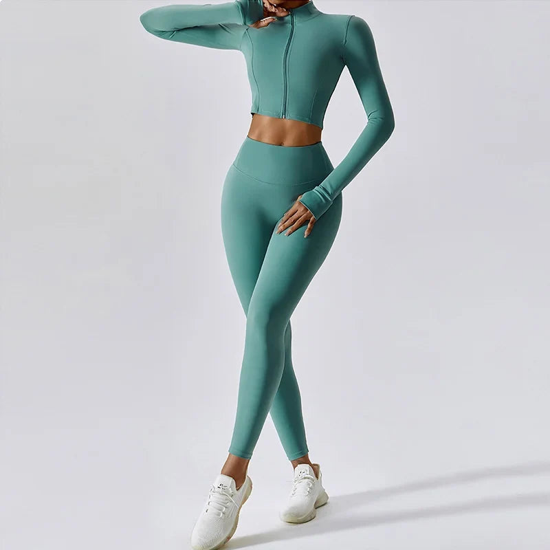 3-Piece Women Activewear Set Sports Bra Leggings Top
