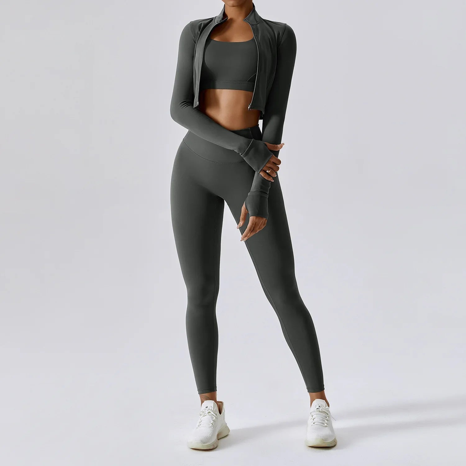 3-Piece Women Activewear Set Sports Bra Leggings Top
