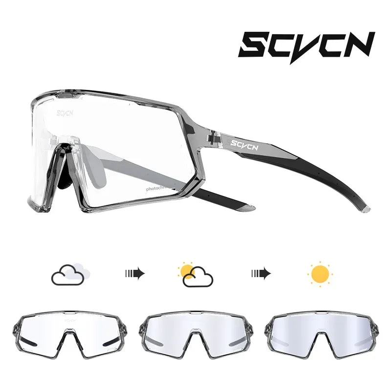 SCVCN Photochromic Cycling Glasses TR90 Frame for Men Women UV400 Outdoor Sports Sunglasses Cycling MTB Driving Running Glasses