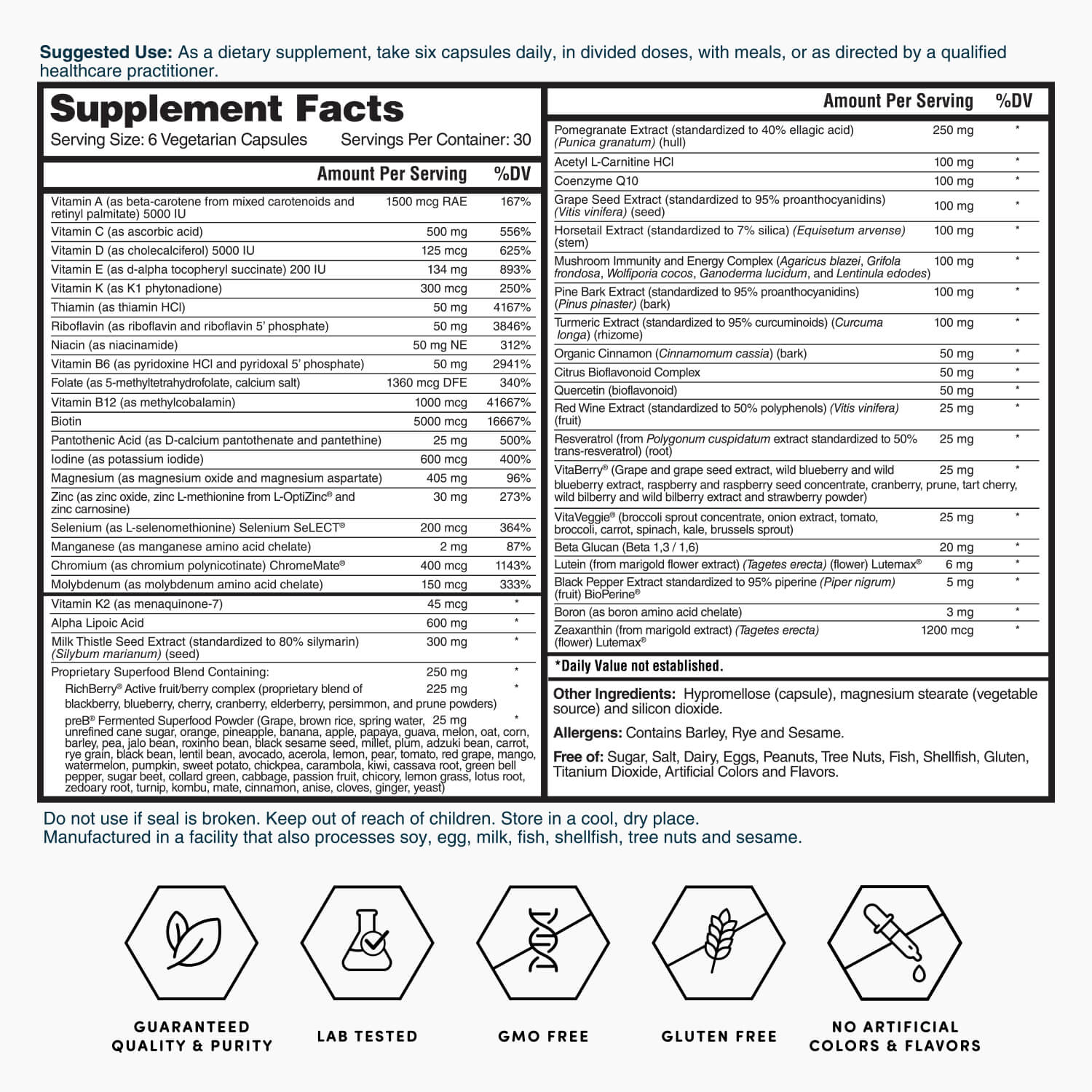 Gold Six Daily Advanced Multivitamin Capsules