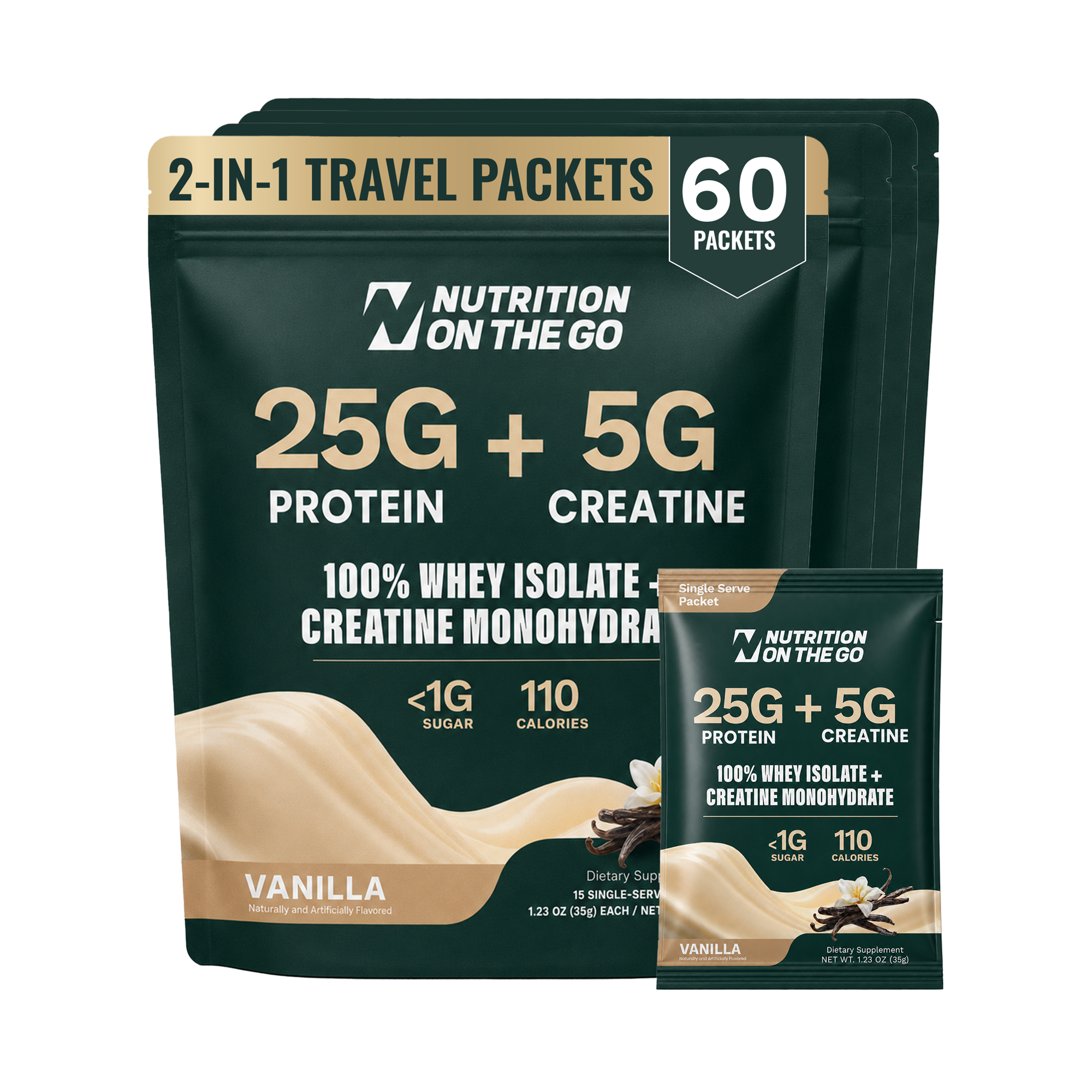 Whey Protein Isolate Creatine Travel Packets for Fitness