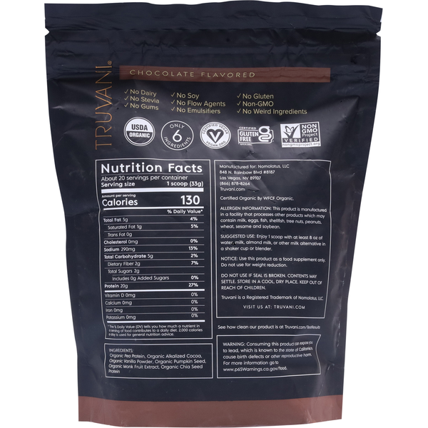 Chocolate Plant-Based Protein Powder Nutrition Supplement