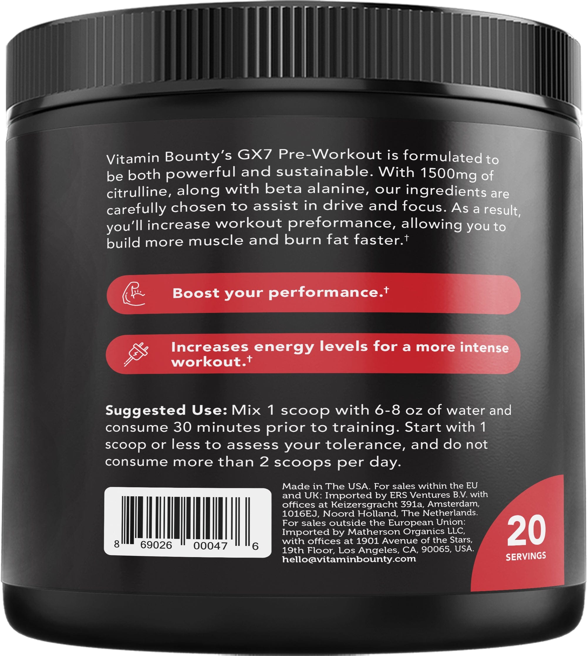 Watermelon Pre Workout Energy and Focus Supplement